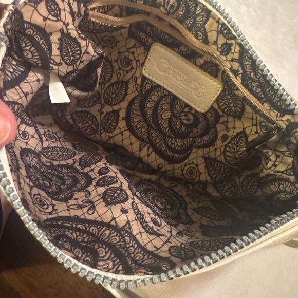 Carlos Santana Ivory Crossbody Bag Purse zippered studded small faux leather - Picture 4 of 11